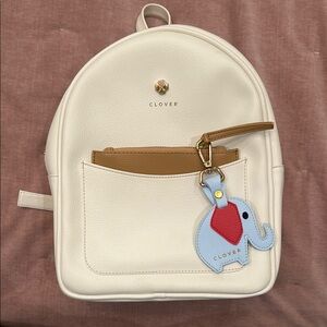 Clover Cream Backpack with Elephant Charm